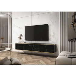 Szafka RTV Marmur Black Royal - Złota 175 cm